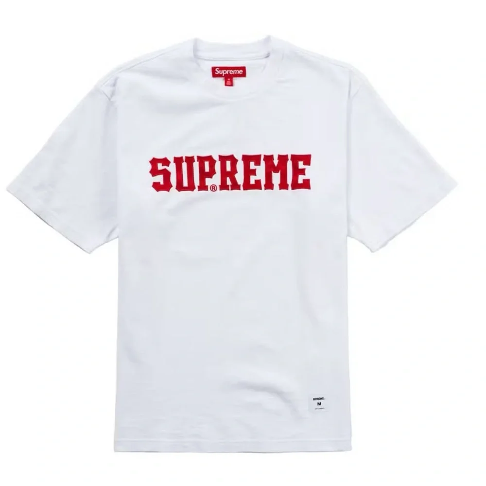 Supreme | Shirts | Supreme White Tshirt With Red Logo | Poshmark